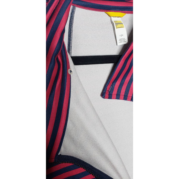 Lole Essential Jacket Stripe Navy Pink Full Zip Moto Jacket Activewear Gym Large - Picture 7 of 8